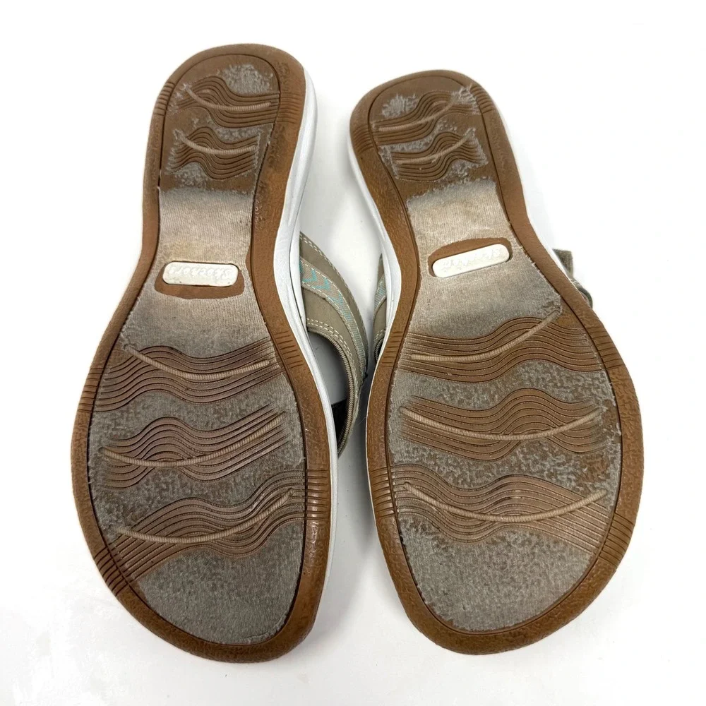 Skechers Bayshore Flip Flop Relaxed Fit Memory Foam Taupe Thong Sandals Women 10